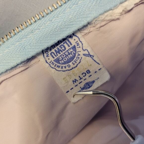 70s Does Regency Blue Maxi Dress Prarie Puffed Sleeves Union Made - Picture 11 of 14